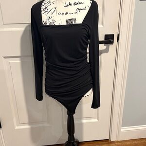 Abercrombie & Fitch Chic Black Long Sleeve Bodysuit